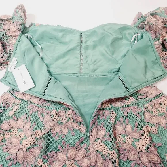 Lovers and Friends Midvale Mini Dress in Green & Pink Large